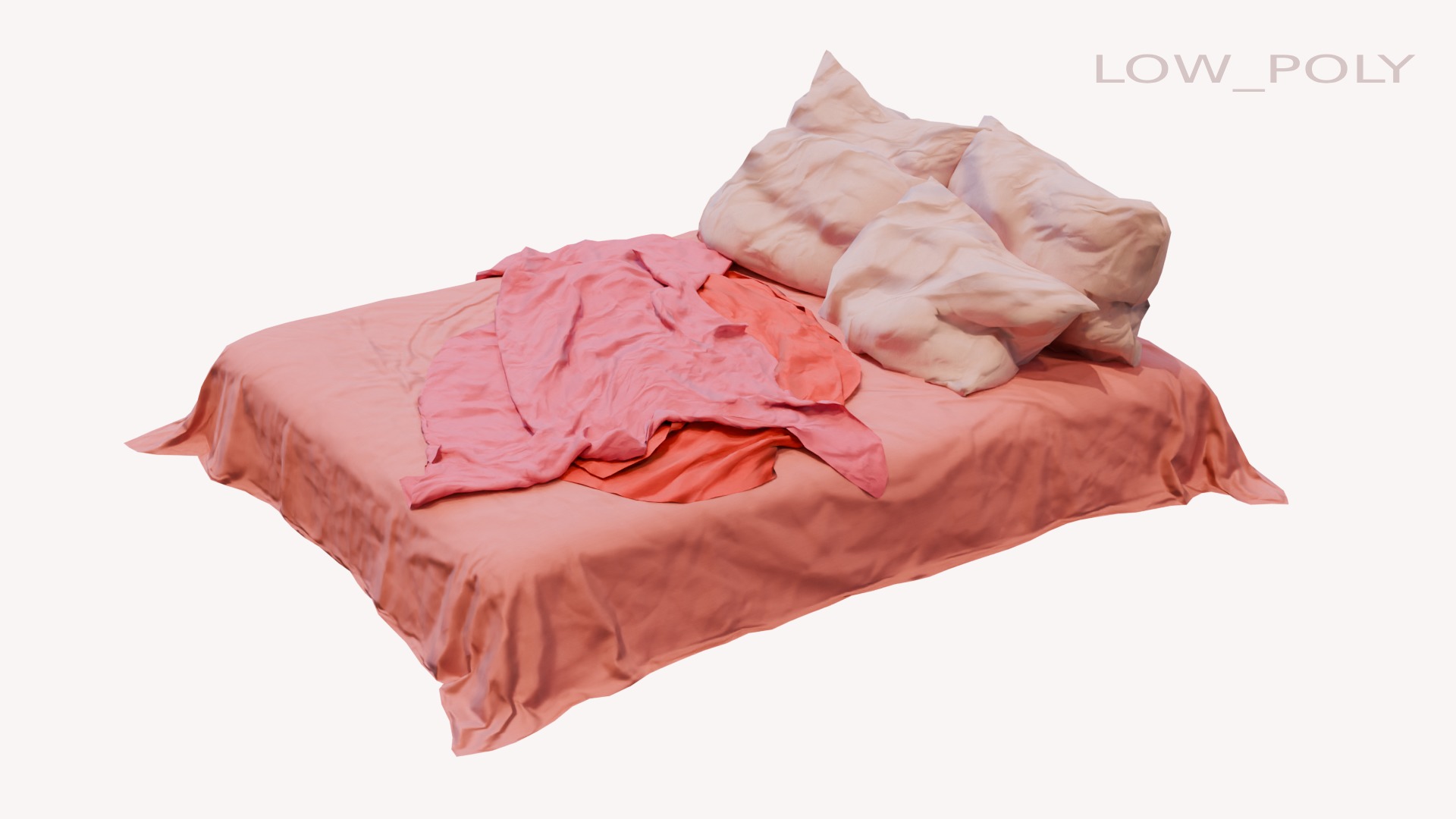 Messy and Cosy Bed Low-poly 3D model_8