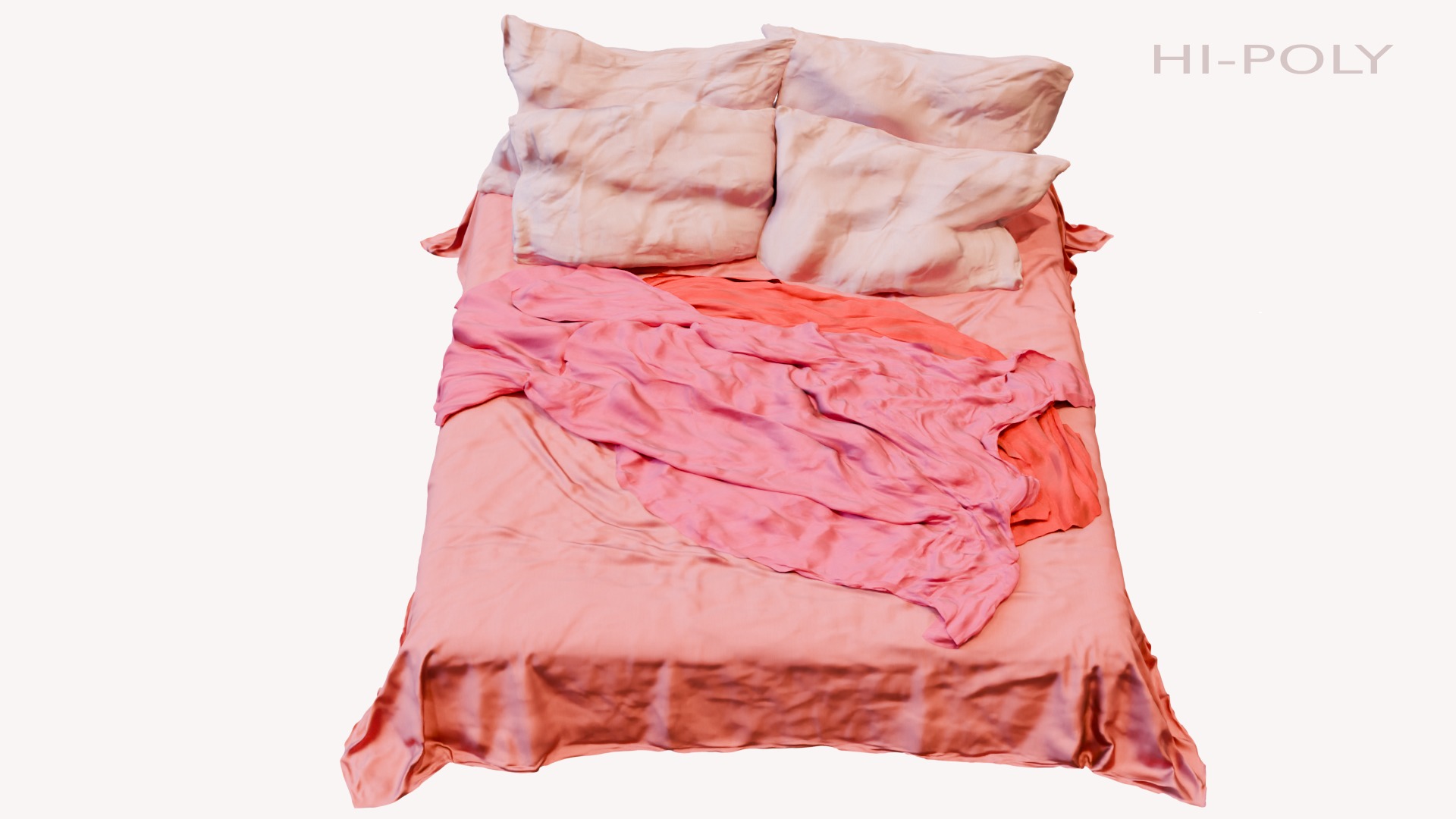 Messy and Cosy Bed Low-poly 3D model_2