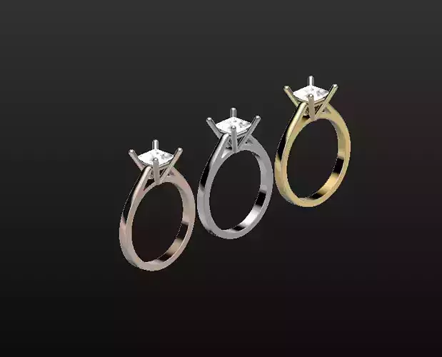 Solitaire engagement ring 1ct princess cut stone