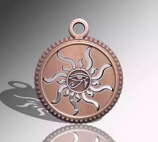Ancient Pendant Egypt Pharaonic Eye Horus with sun 3D print model