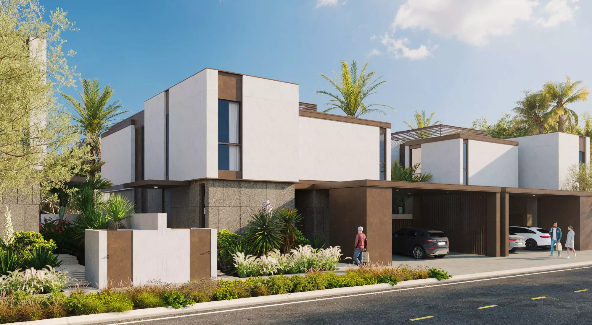 Exterior townhouse rendering 3D model_0
