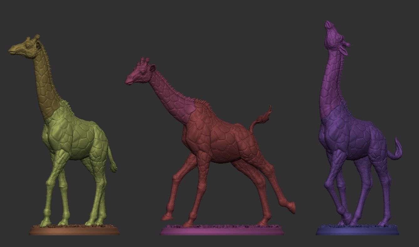 Giraffes Three poses 3D print model_12