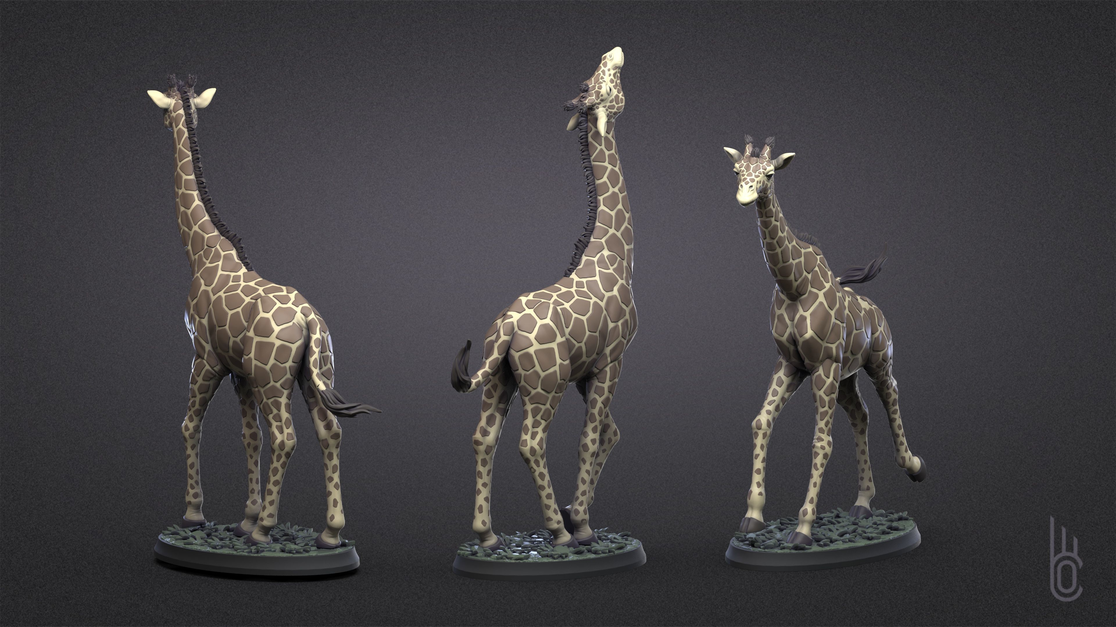 Giraffes Three poses 3D print model_10