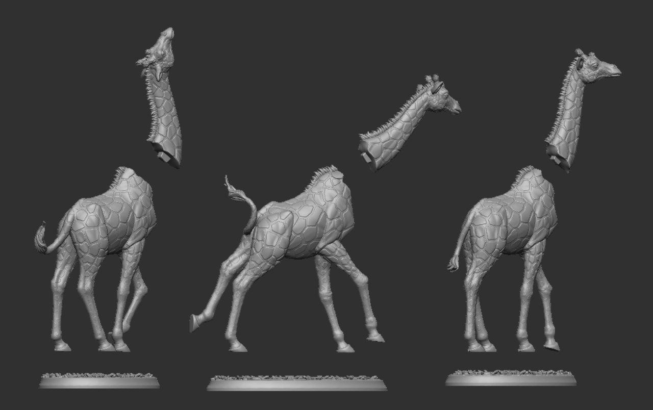 Giraffes Three poses 3D print model_13