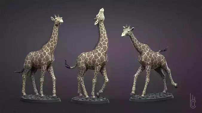 Giraffes Three poses 3D print model