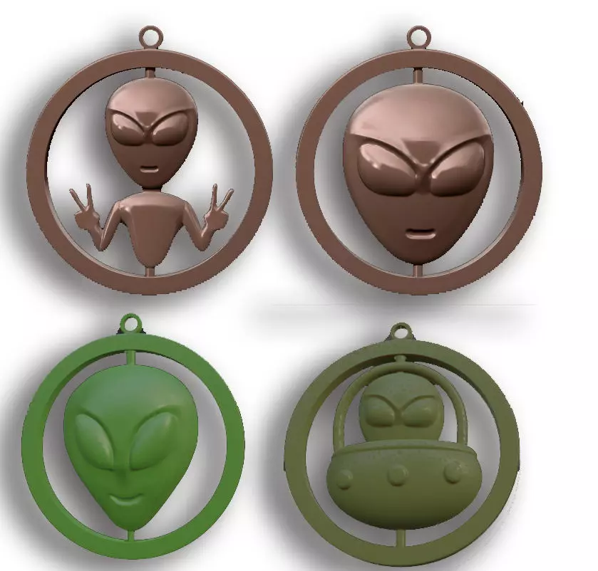 Ovnis head rotative interactive Keychains 3D print model