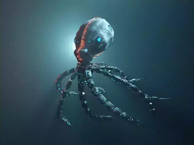 Zombie Machine Octopus Low-poly 3D model