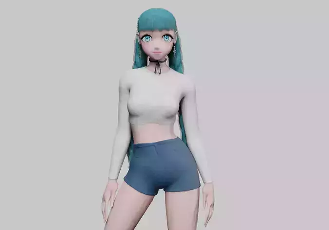 Basic anime girl V32758  Low-poly 3D model