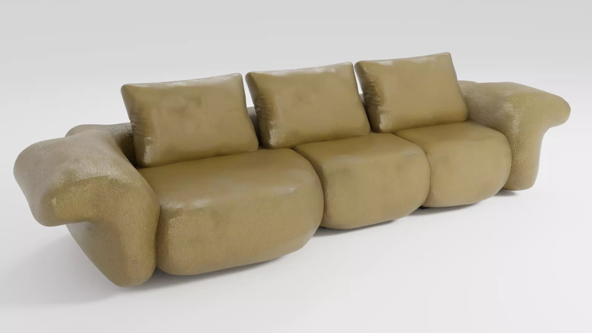 Soft sofa in yellow tones in a modern style 3D model_0