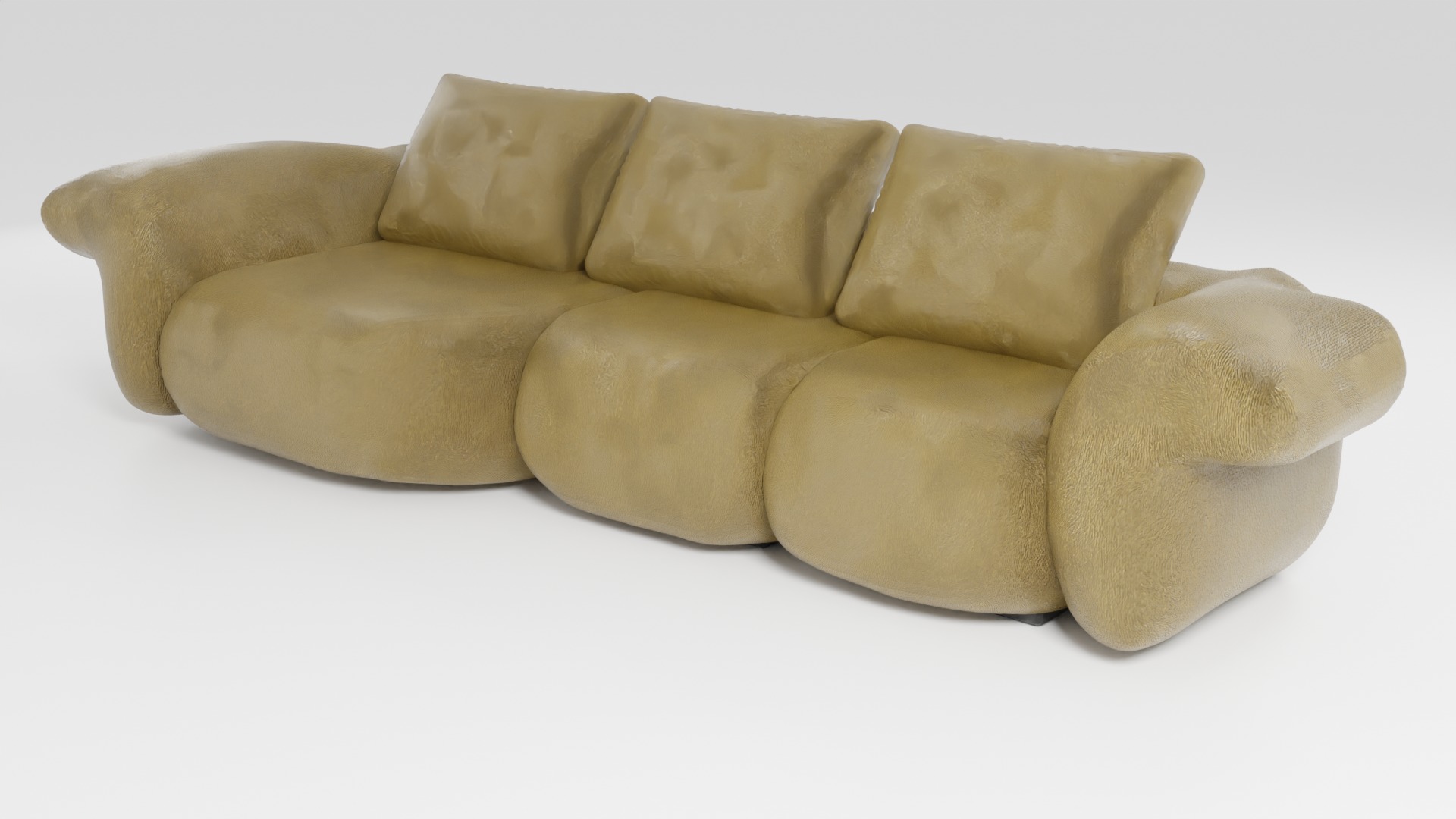 Soft sofa in yellow tones in a modern style 3D model_4