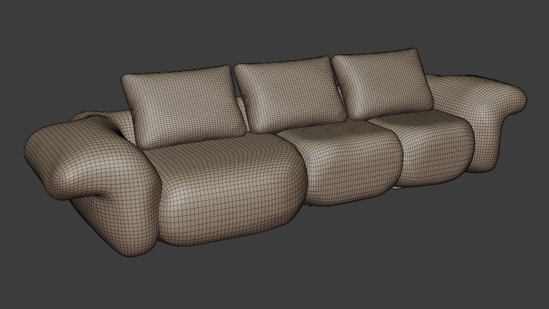 Soft sofa in yellow tones in a modern style 3D model_6
