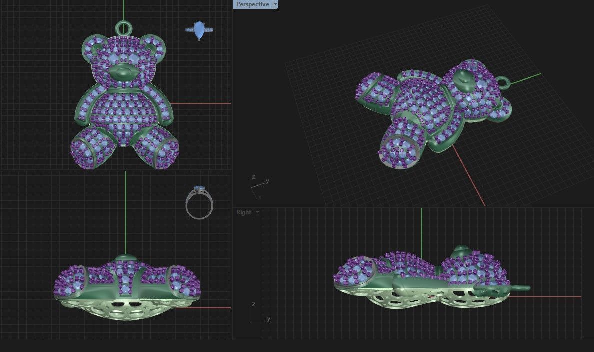 bear pendant 3D print model_1