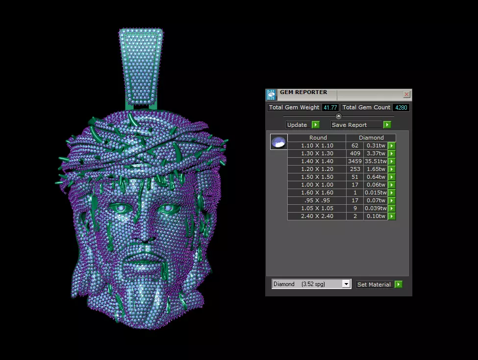 Jesus Pendant with diamonds 3D print model 3D print model_1