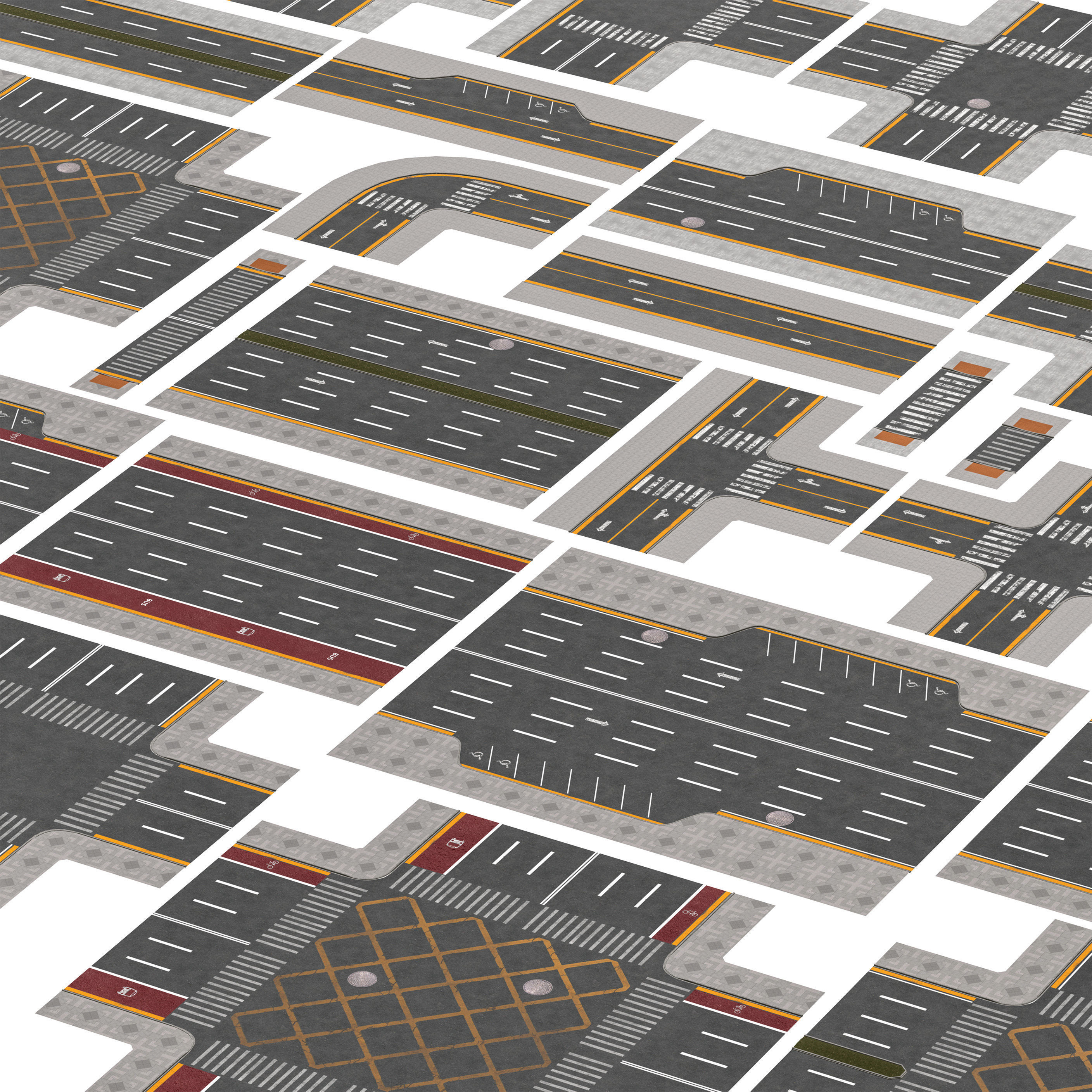 Road Pack low-poly Low-poly 3D model_2