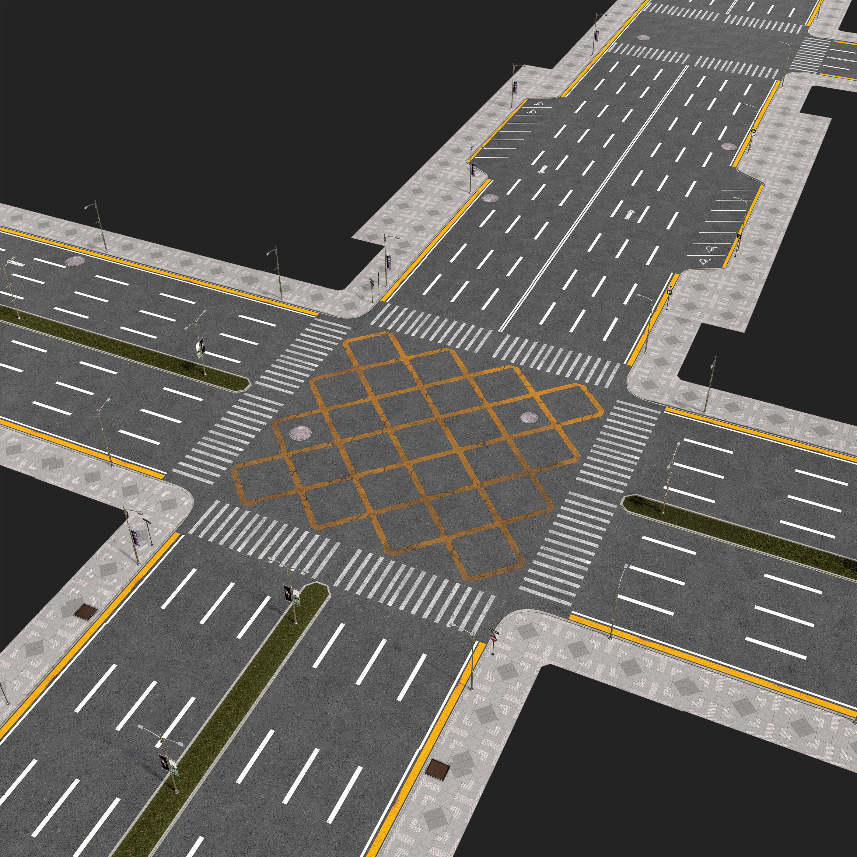 Road Pack low-poly Low-poly 3D model_3