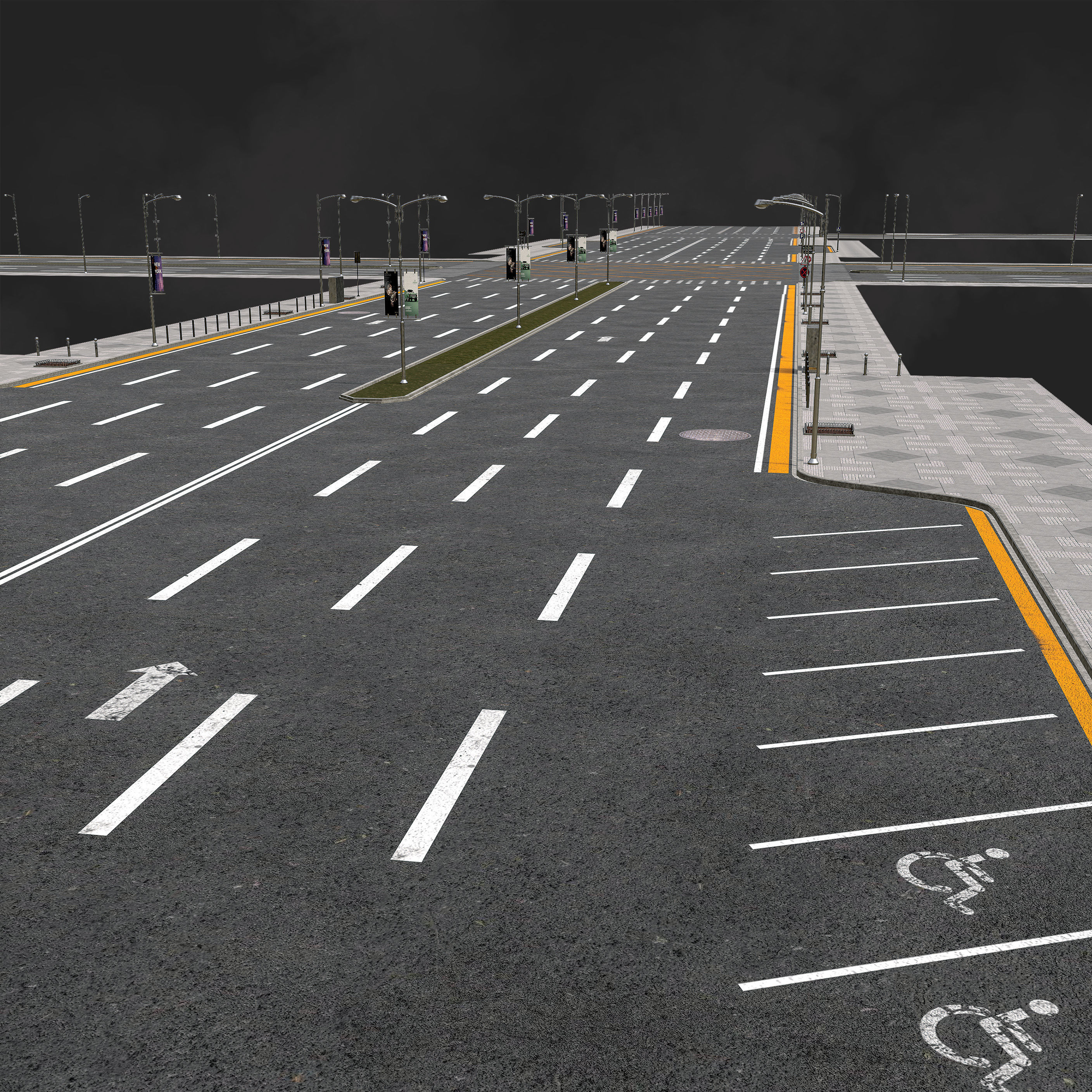 Road Pack low-poly Low-poly 3D model_5