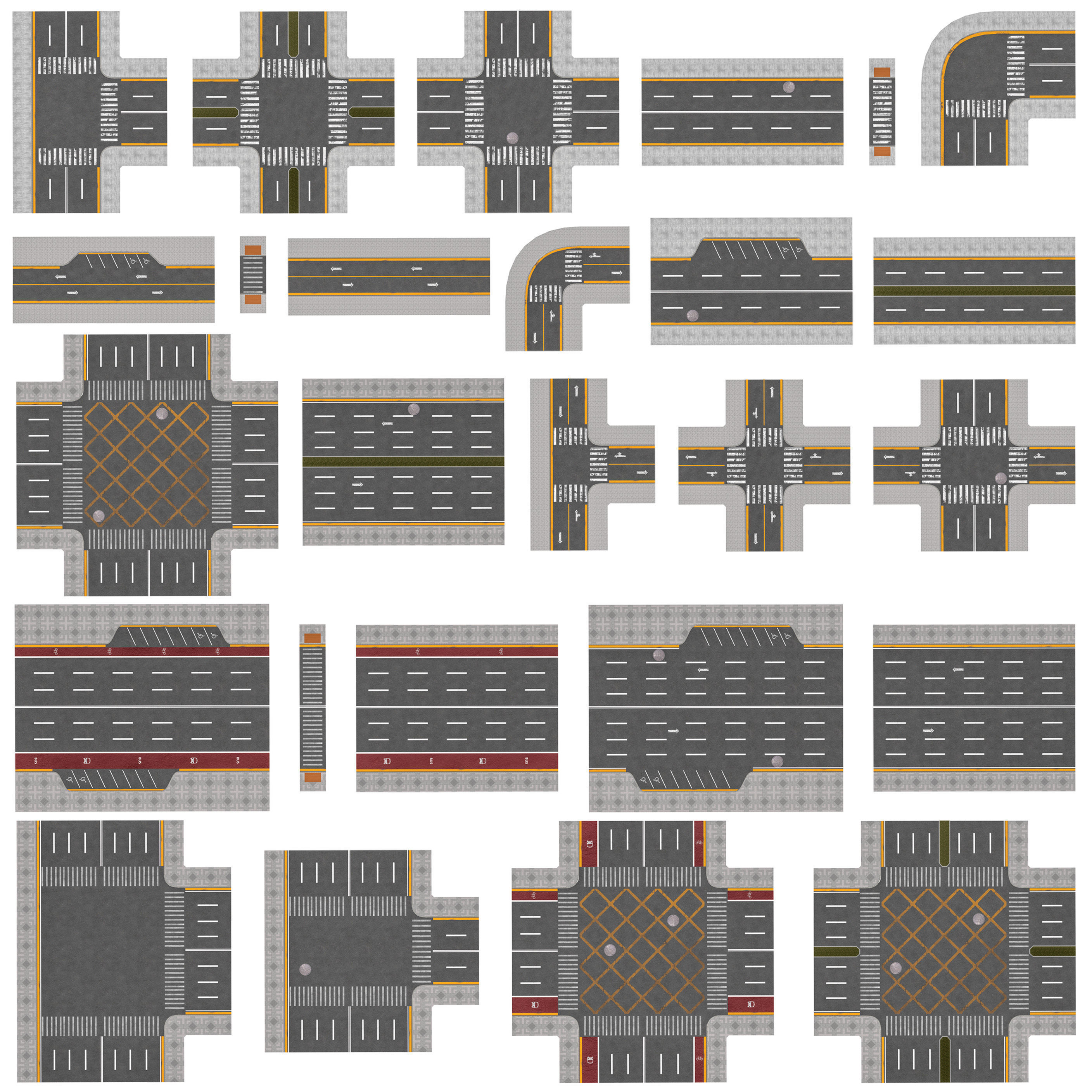 Road Pack low-poly Low-poly 3D model_1