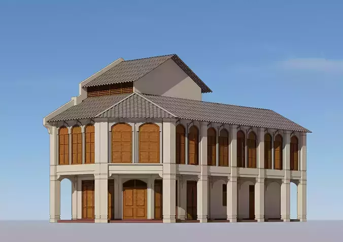 Malaysia Shophouse Corner 1760 3D model