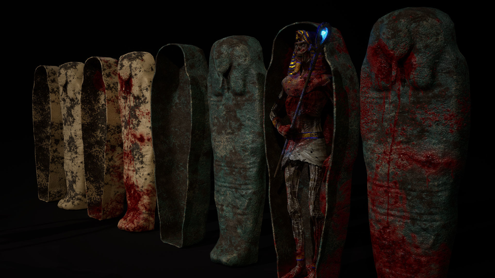 Mummy Tutankhamun Low-poly 3D model_12