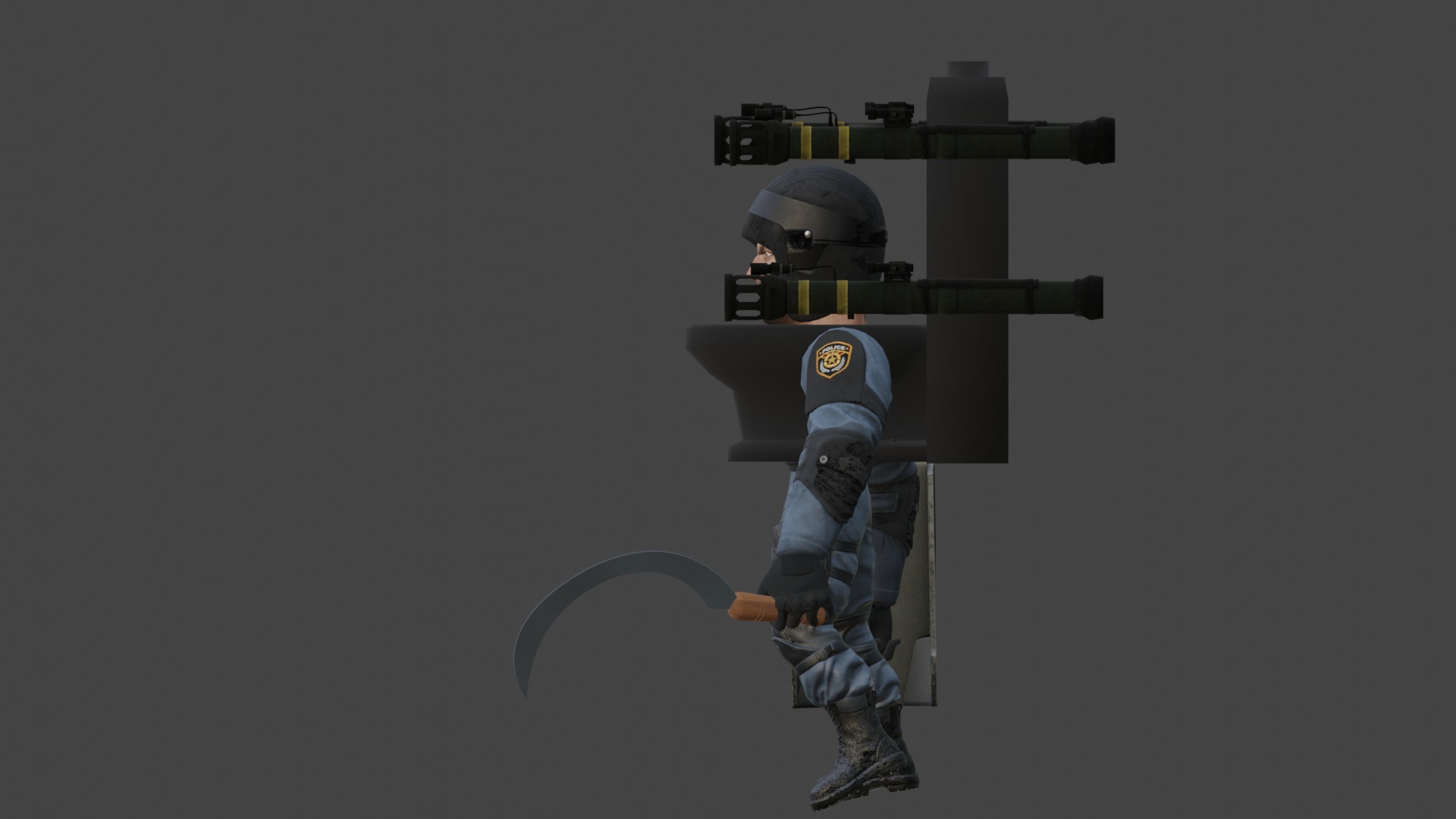 swat mutant police toilet 3D model_1