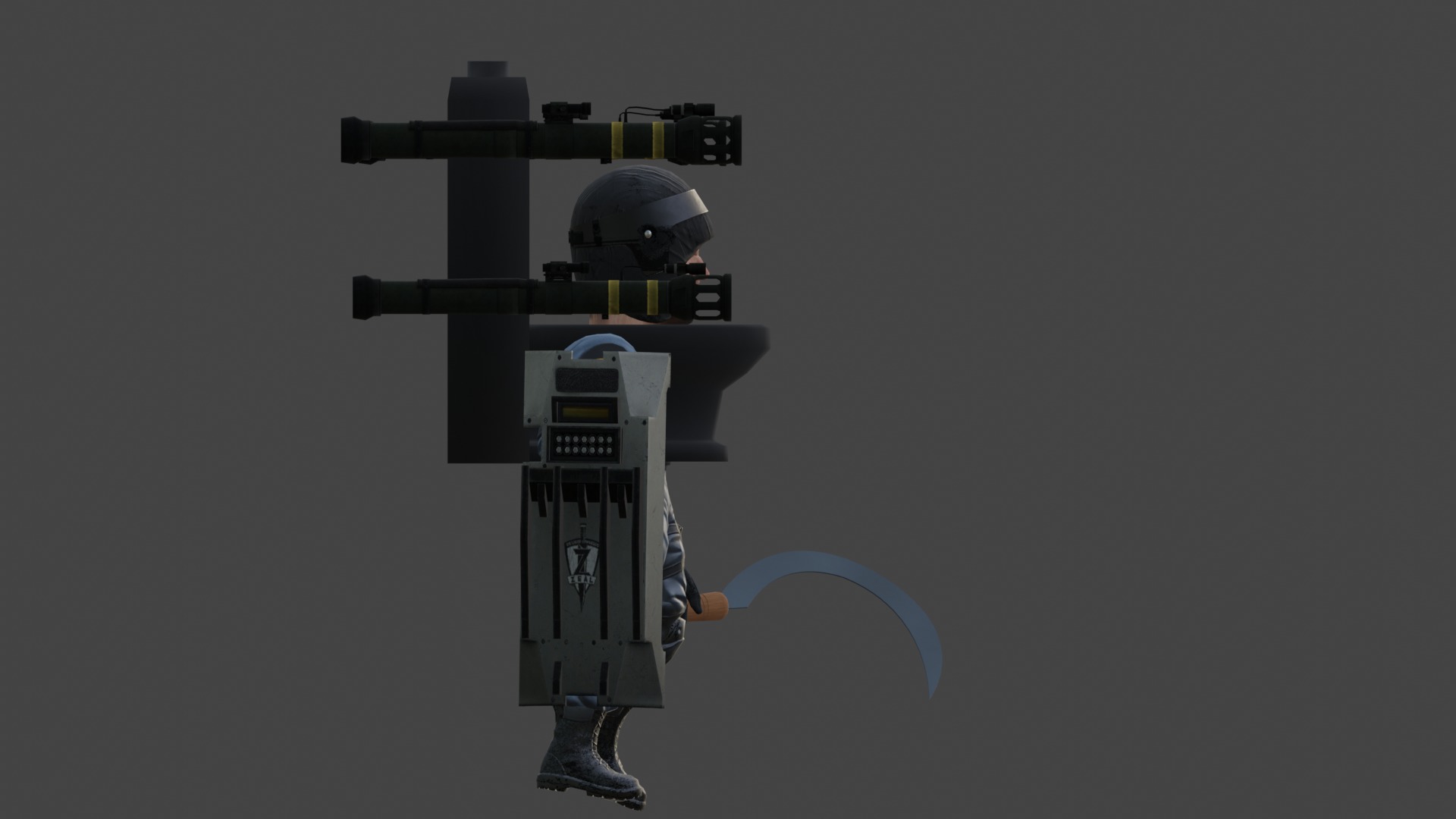 swat mutant police toilet 3D model_3