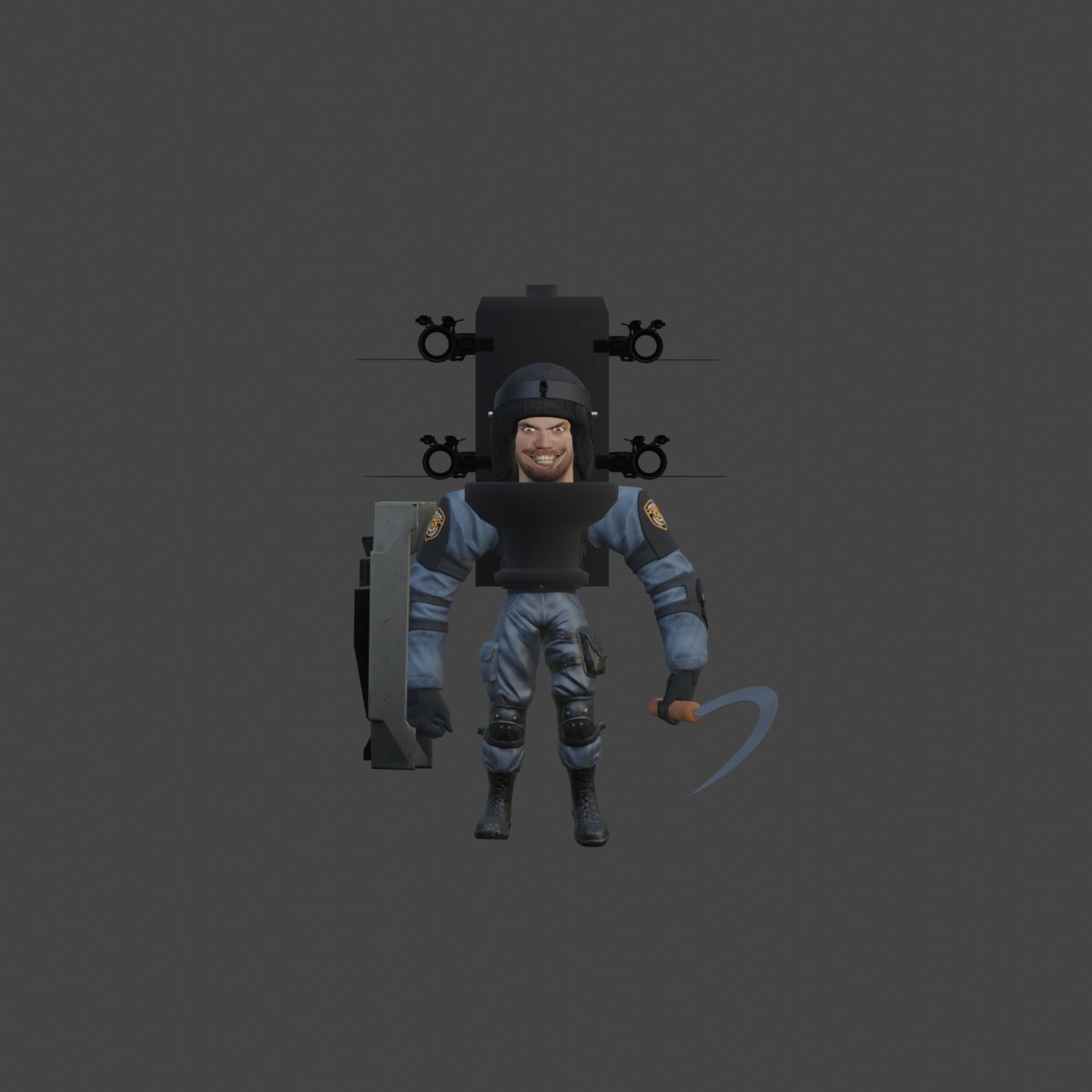 swat mutant police toilet 3D model_7