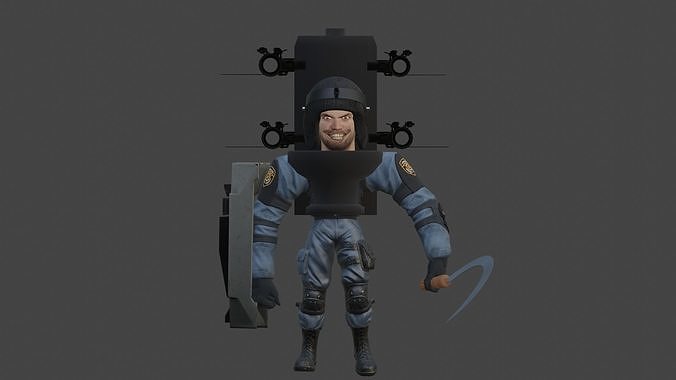 swat mutant police toilet 3D model