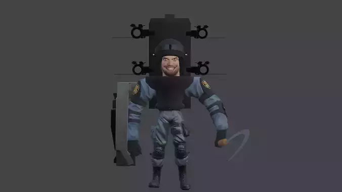 swat mutant police toilet 3D model