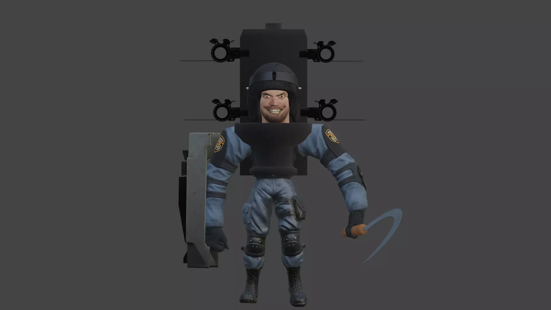 swat mutant police toilet 3D model_0