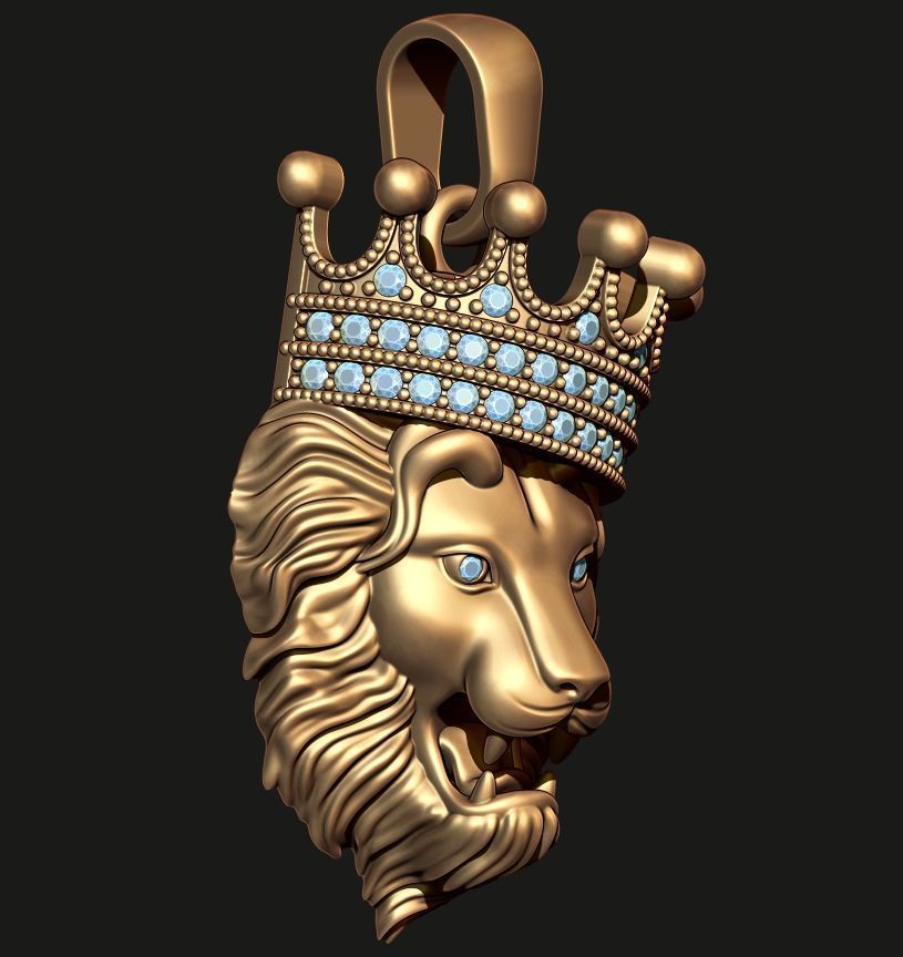 LION PENDANT WITH CROWN Printable Model 3D print model_7