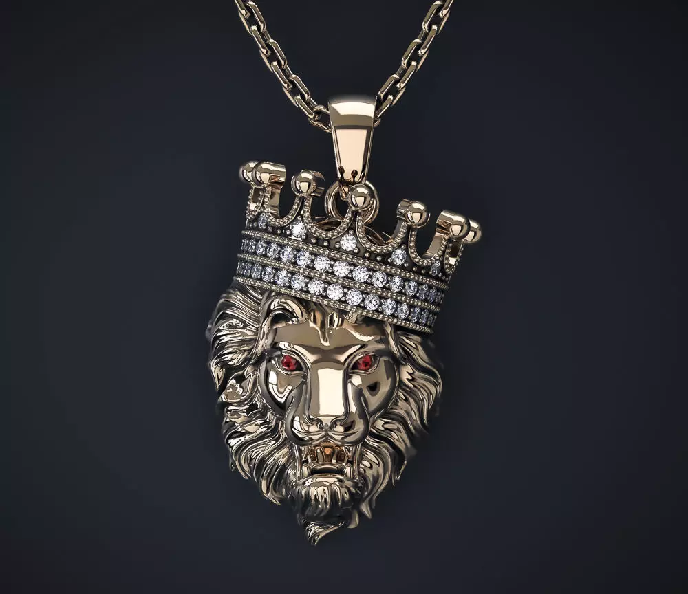LION PENDANT WITH CROWN Printable Model 3D print model_0