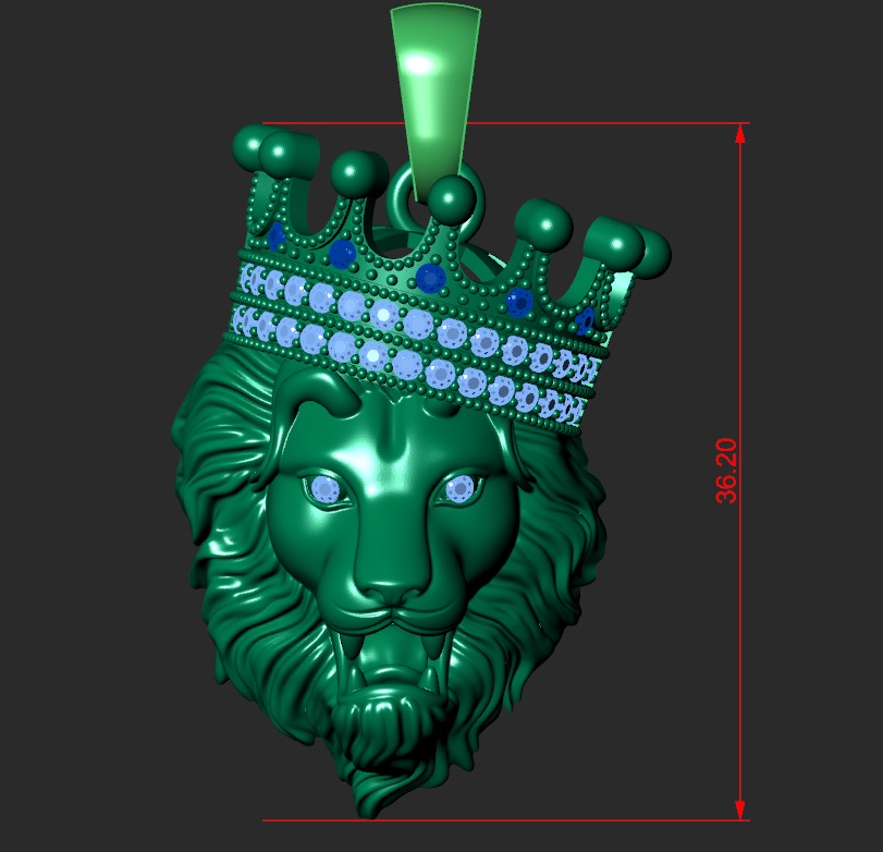 LION PENDANT WITH CROWN Printable Model 3D print model_2