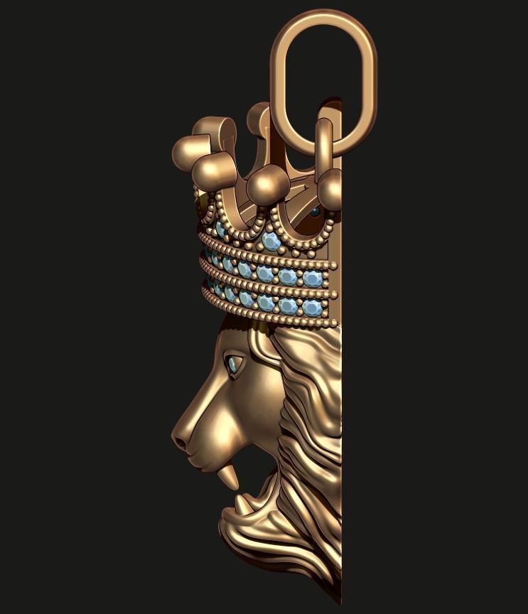 LION PENDANT WITH CROWN Printable Model 3D print model_8