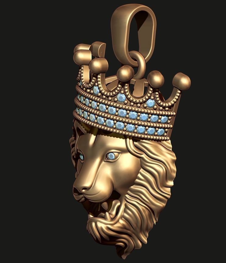 LION PENDANT WITH CROWN Printable Model 3D print model_9