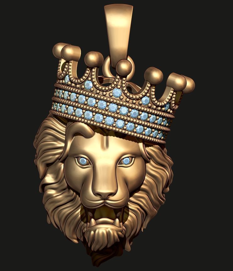 LION PENDANT WITH CROWN Printable Model 3D print model_6