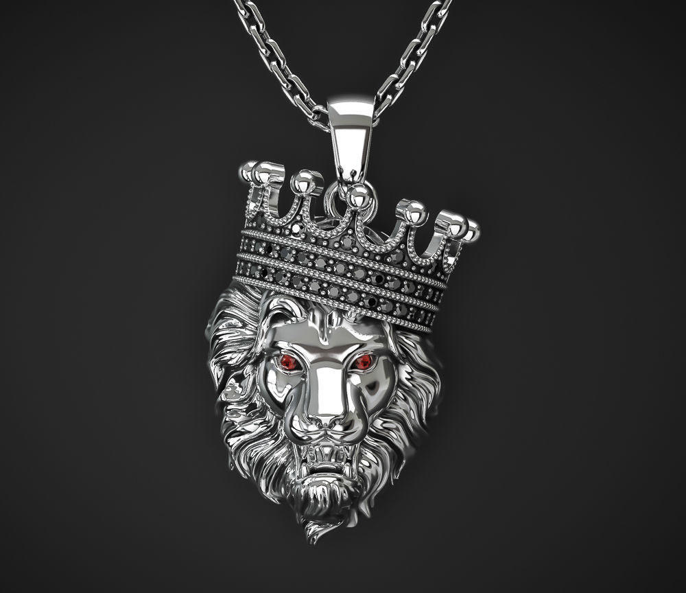 LION PENDANT WITH CROWN Printable Model 3D print model_1