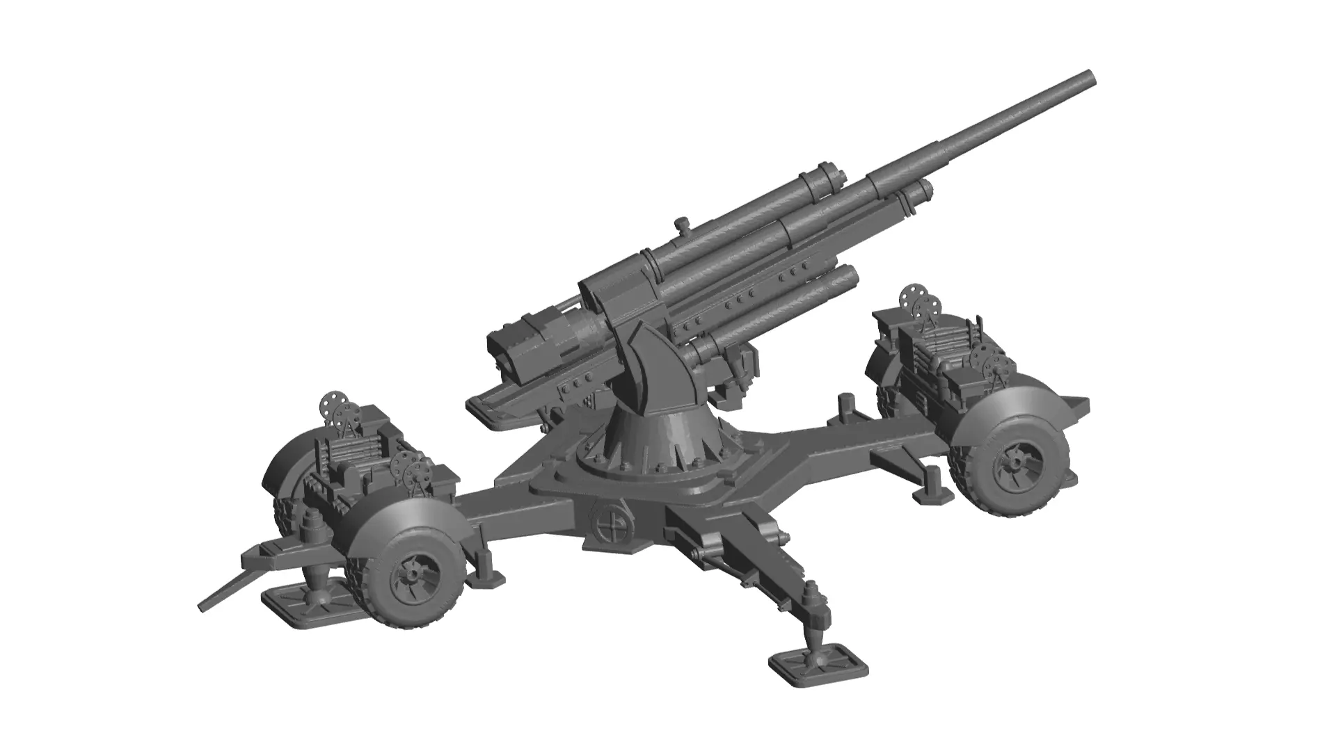 German 88 mm anti aircraft and anti tank artillery gun 3D model