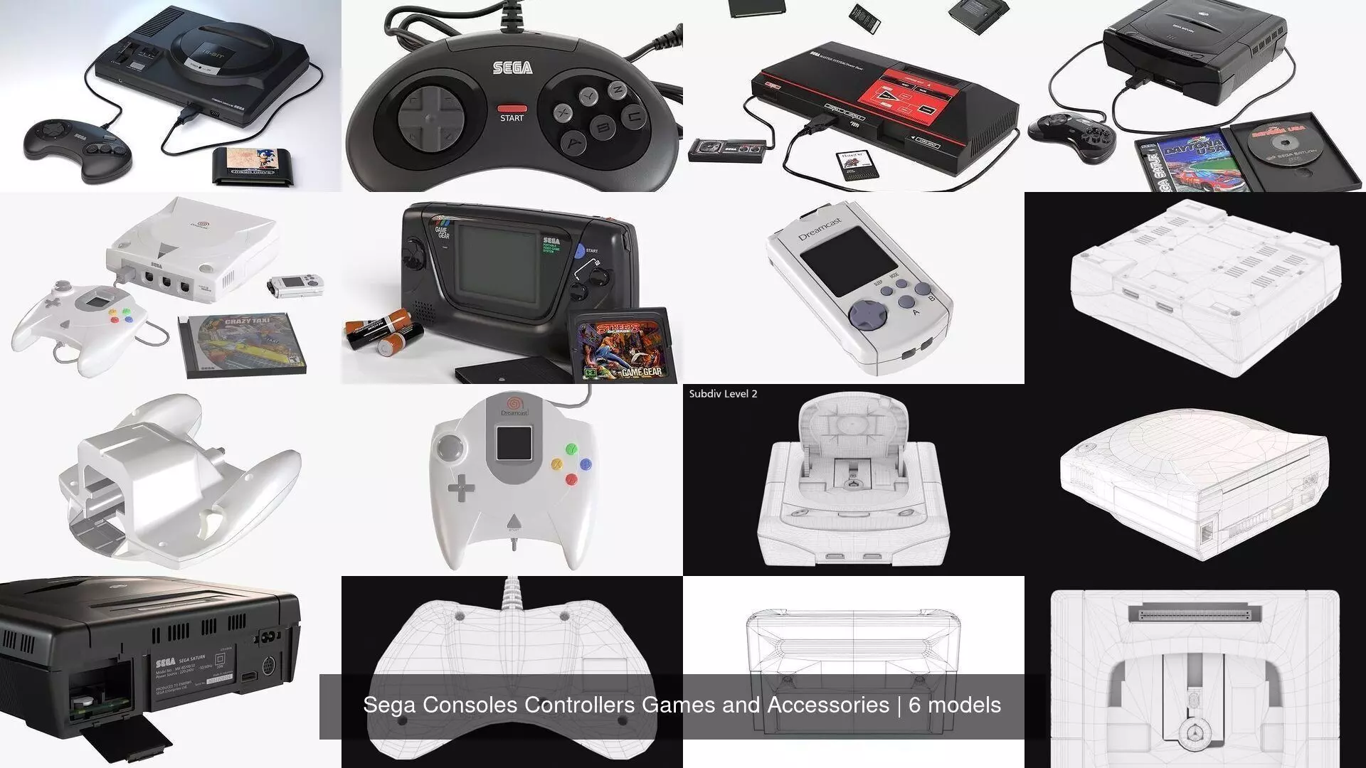 Sega Consoles Controllers Games and Accessories 3D Model Collection_7