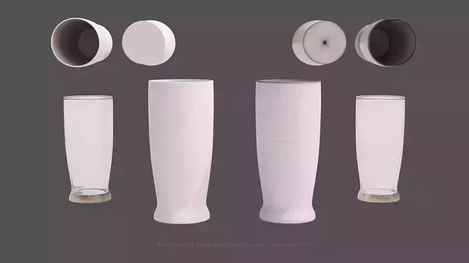 Pint Drinking Glass with Liquid -- built to scale 3D model