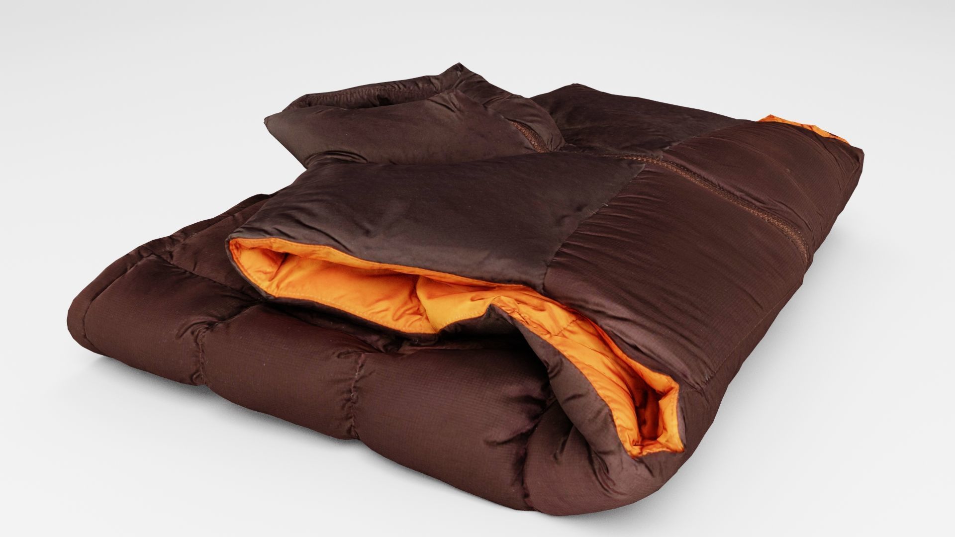 Brown down casual winter sleeveless jacket generic folded  3D model_3