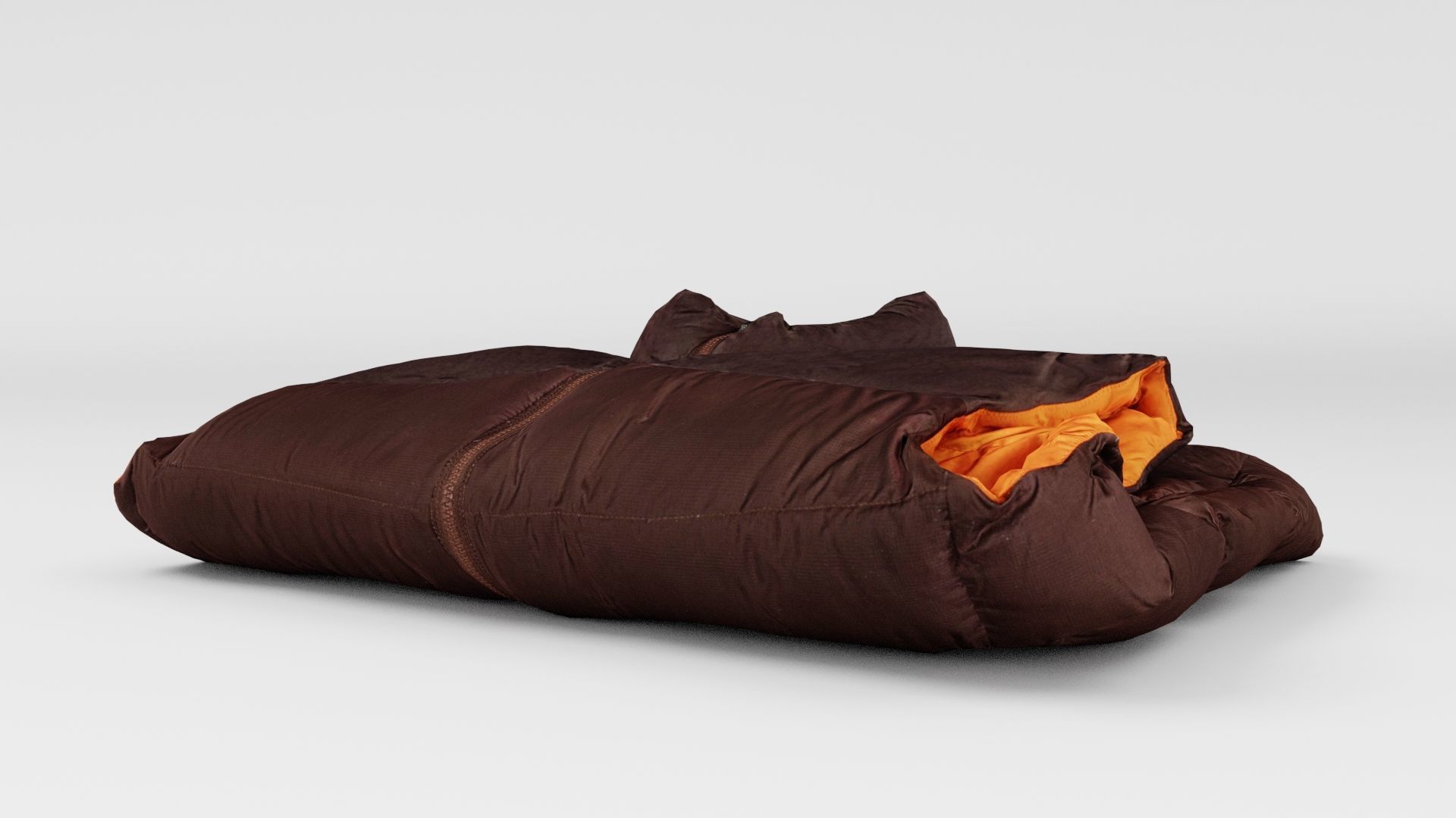 Brown down casual winter sleeveless jacket generic folded  3D model_4