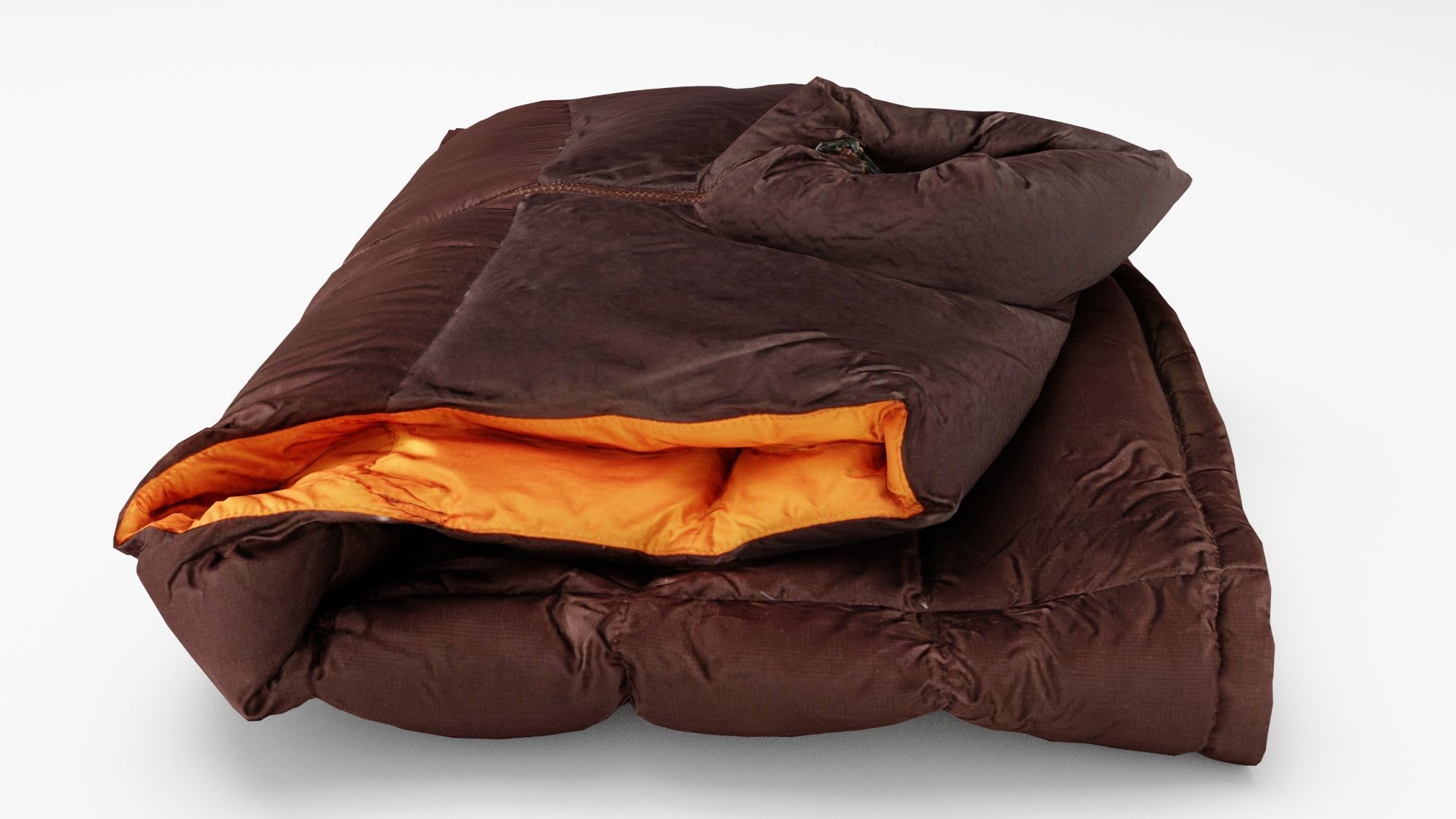 Brown down casual winter sleeveless jacket generic folded  3D model_1