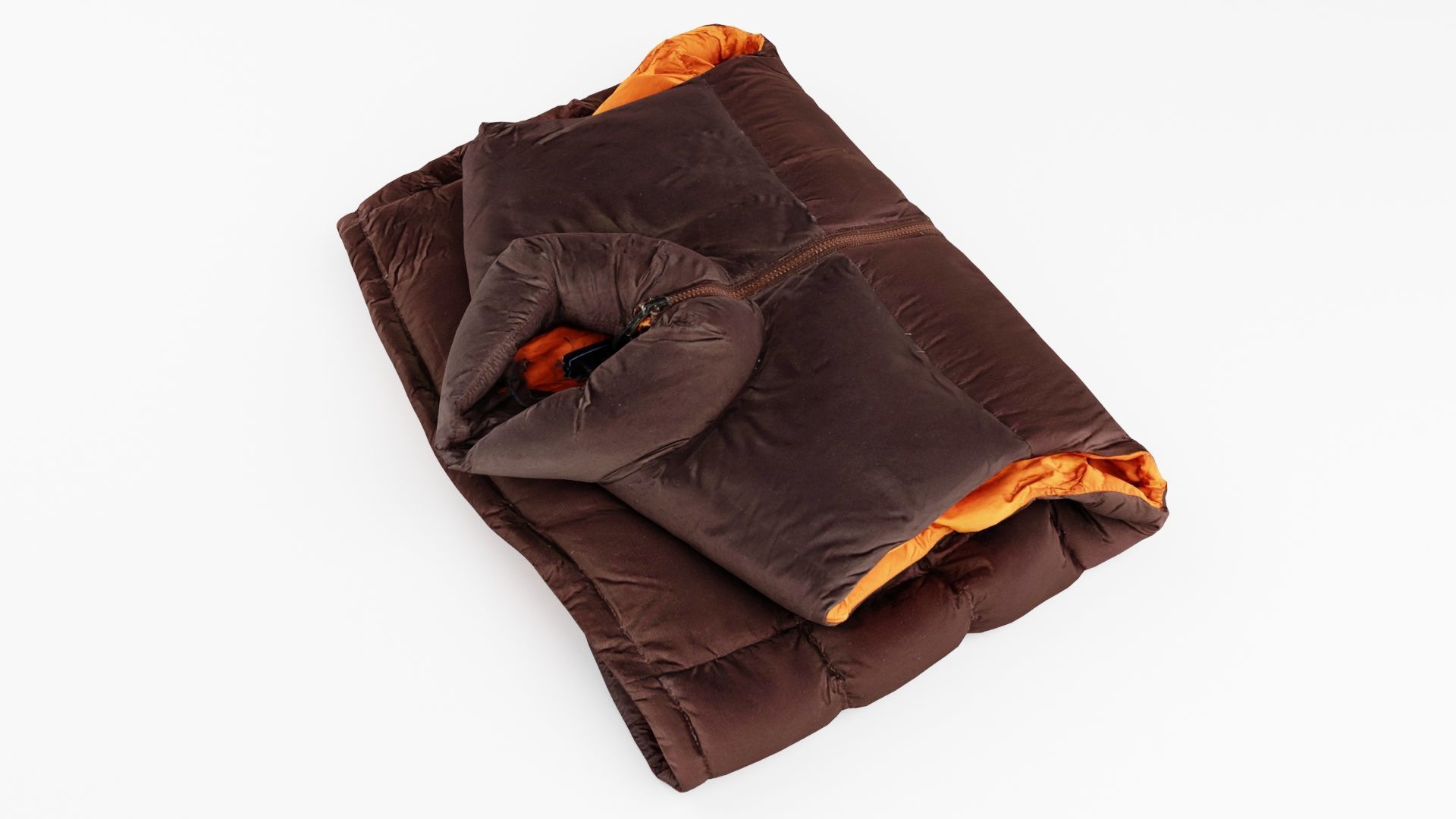 Brown down casual winter sleeveless jacket generic folded  3D model_2