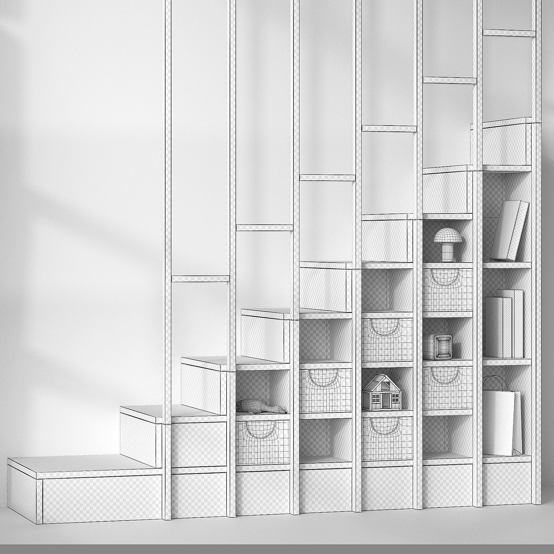 Shelf ladder for kids room 3D model_6