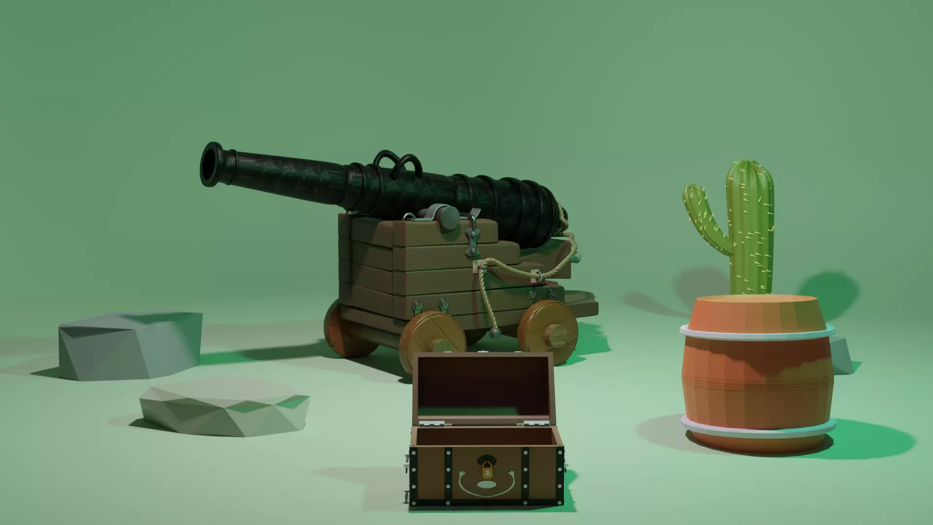 Cannon Free low-poly 3D model