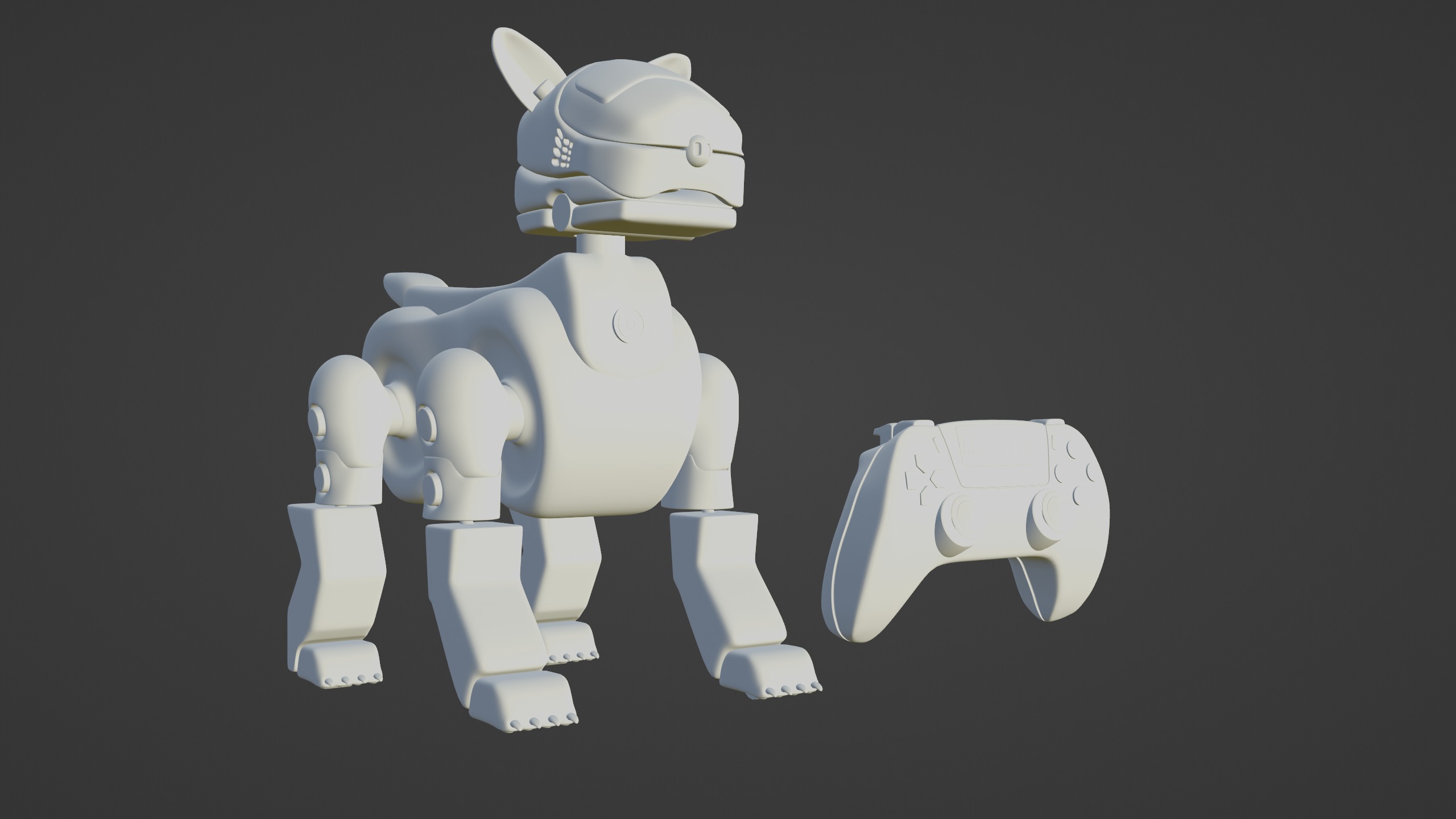 Robot Dog and joystick console Low-poly 3D model_1