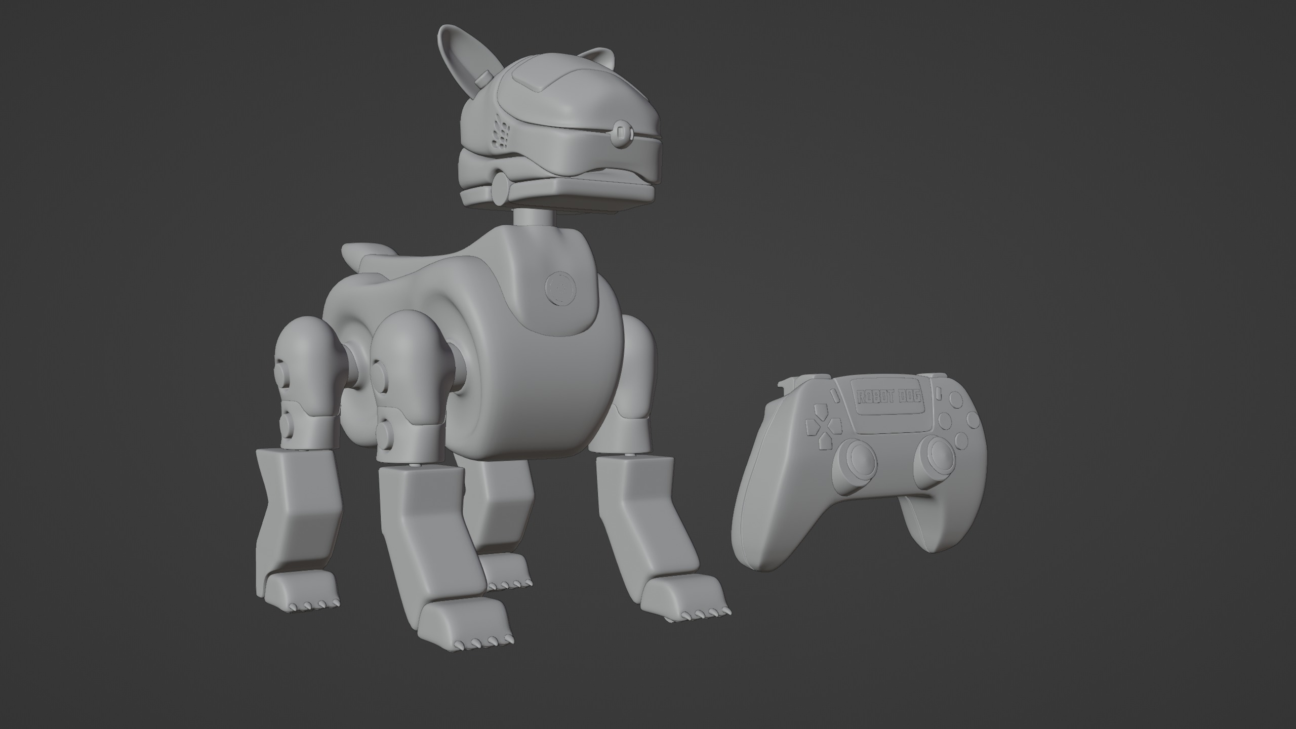 Robot Dog and joystick console Low-poly 3D model_2