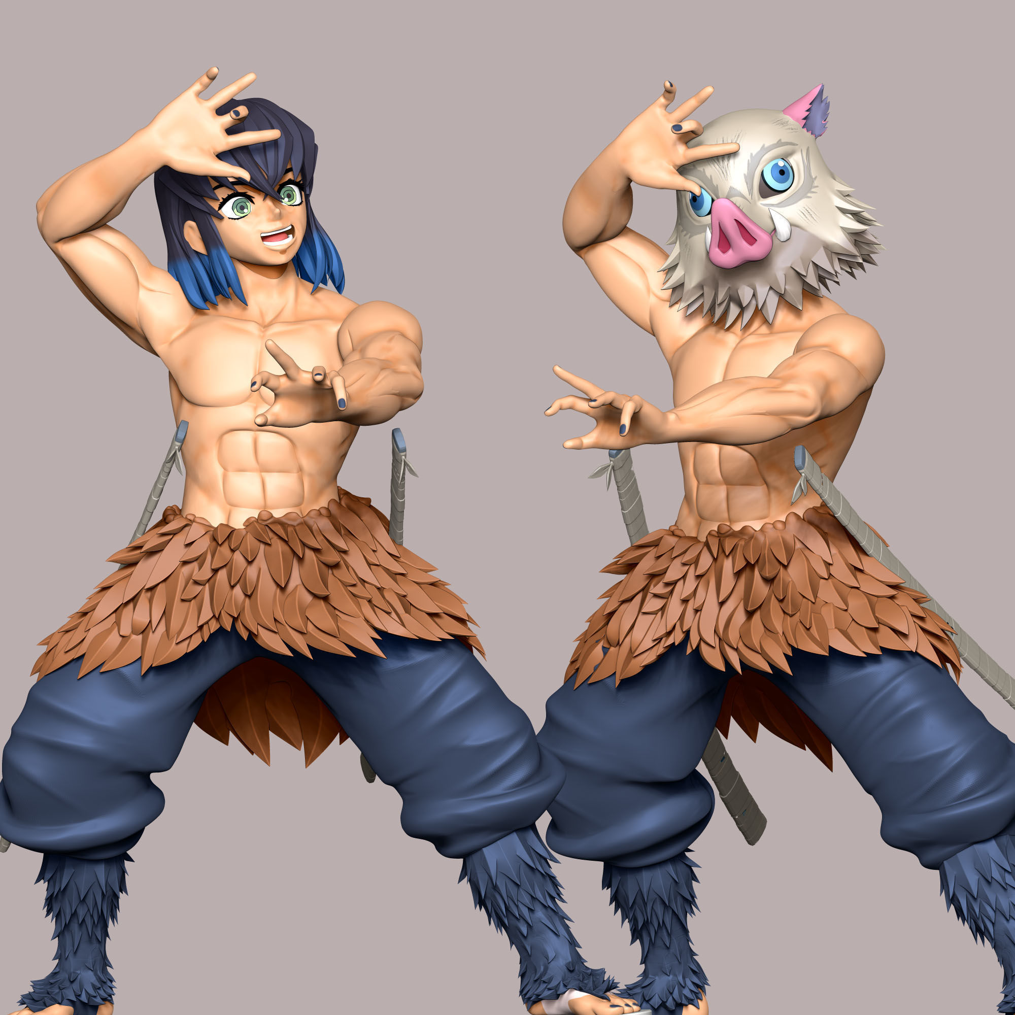 Inosuke Hashibira Boar Face Mask 3D print model_1