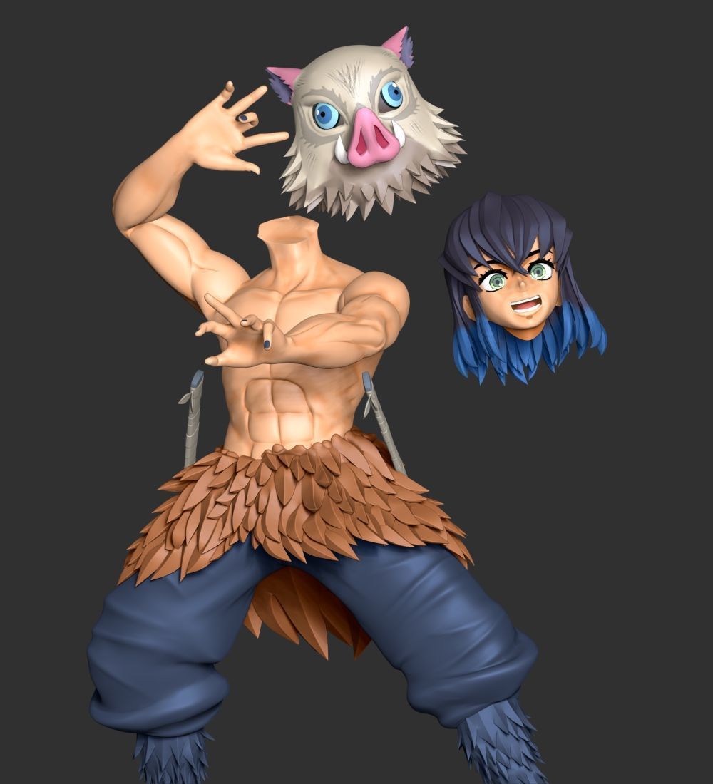 Inosuke Hashibira Boar Face Mask 3D print model_2