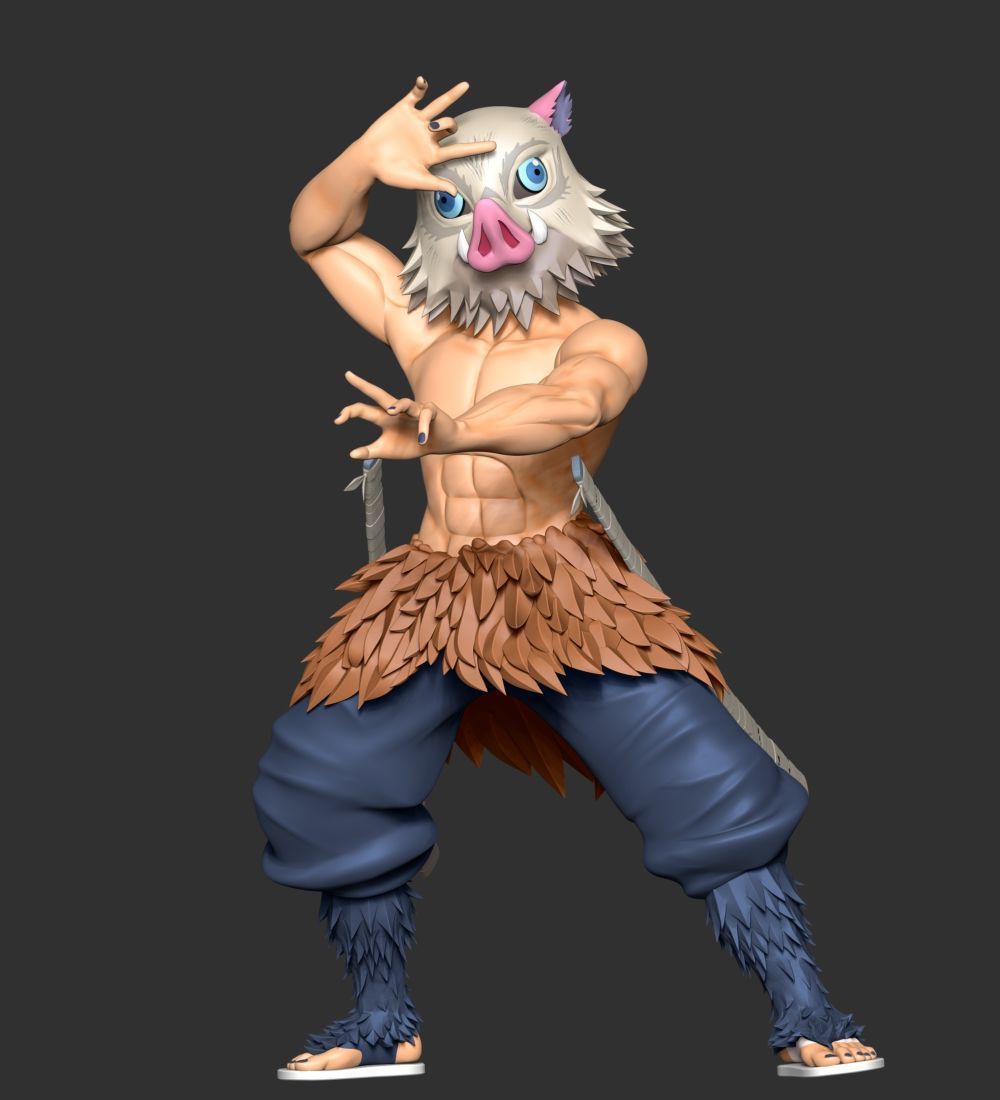 Inosuke Hashibira Boar Face Mask 3D print model_7